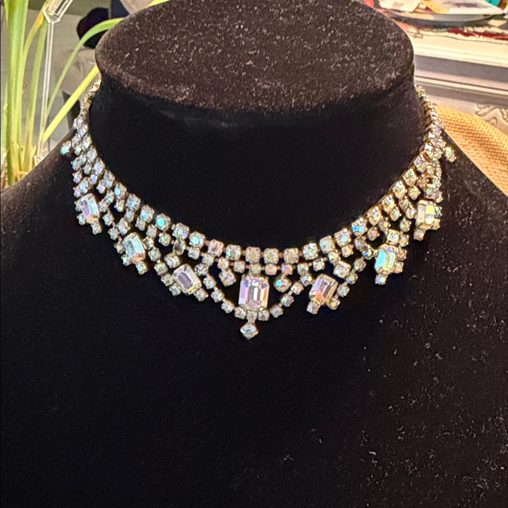 Art deco rhinestone choker vintage - Picture 2 of 6